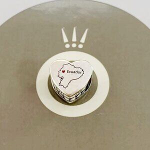 Pandora Ecuador Map I love Ecuador Heart Charm